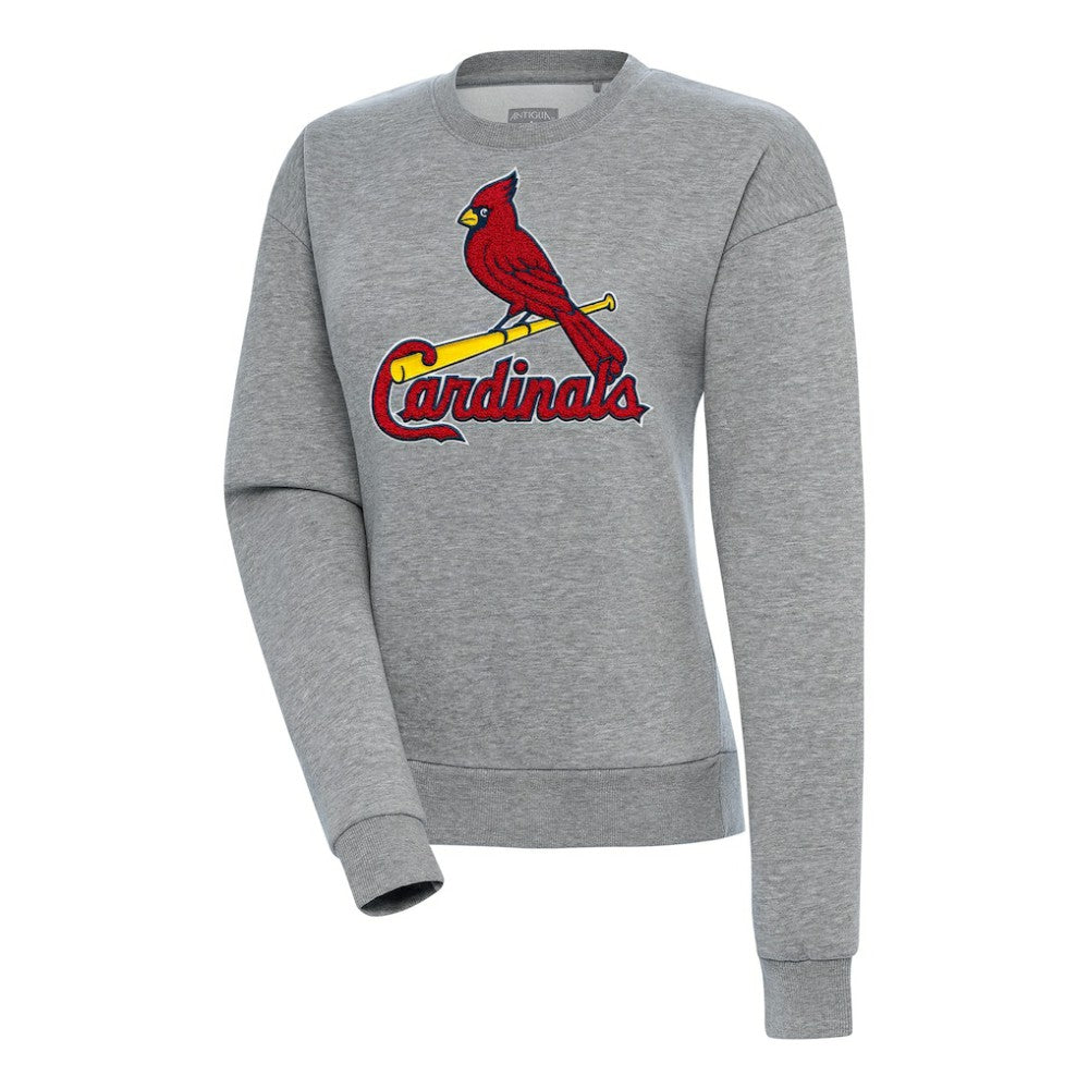 St. Louis Cardinals Antigua Women's Victory Chenille Pullover Sweatshirt Heather Gray