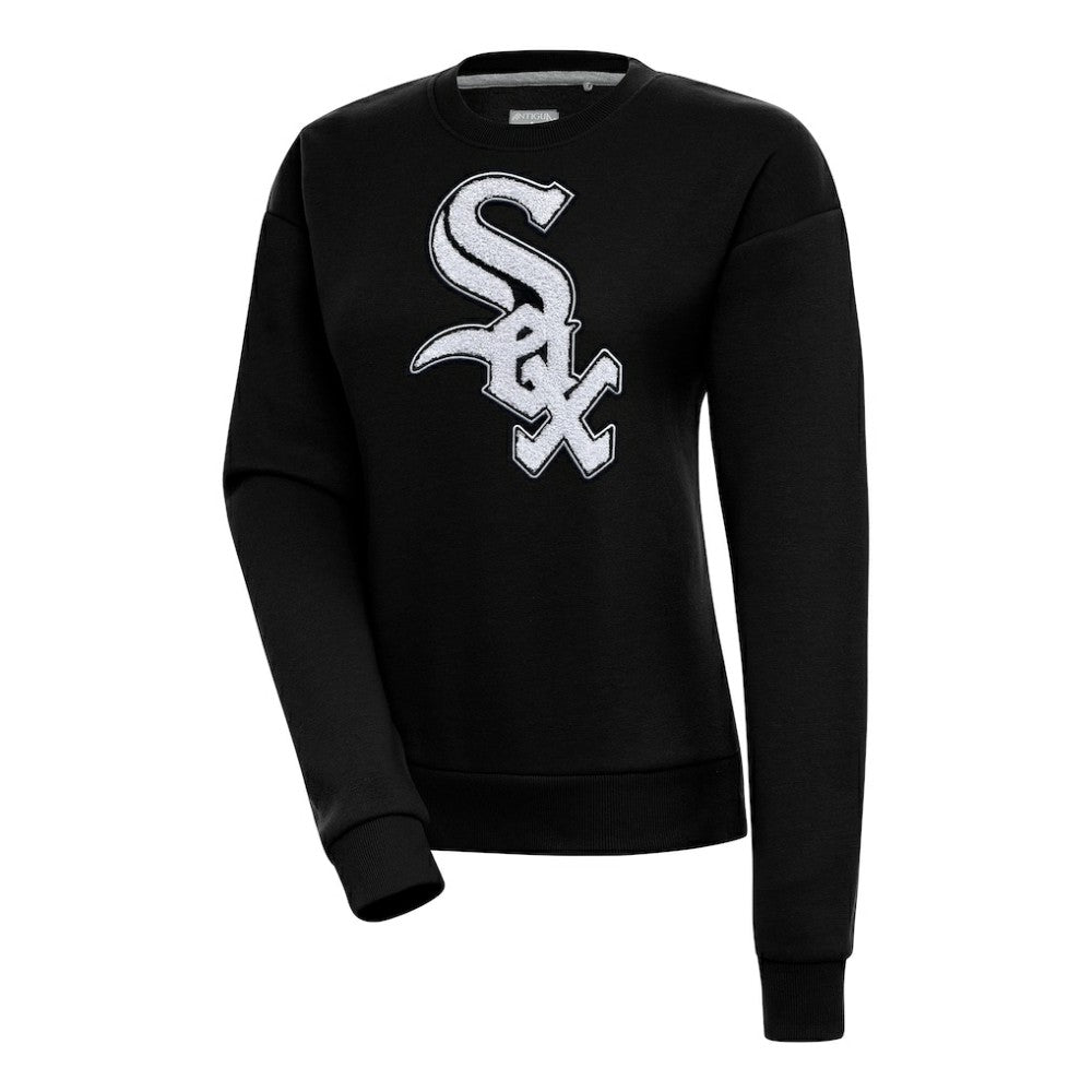 Chicago White Sox Antigua Women's Victory Chenille Pullover Sweatshirt Black