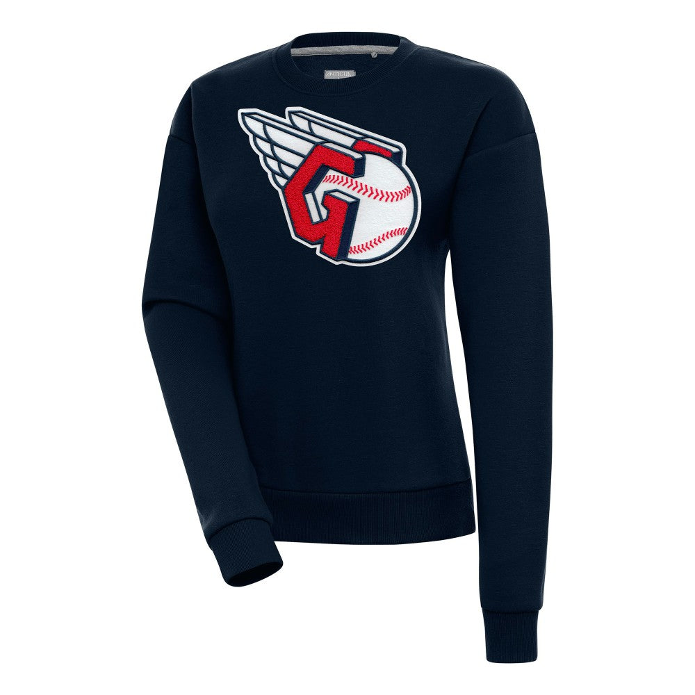 Cleveland Guardians Antigua Women's Victory Chenille Pullover Sweatshirt Navy