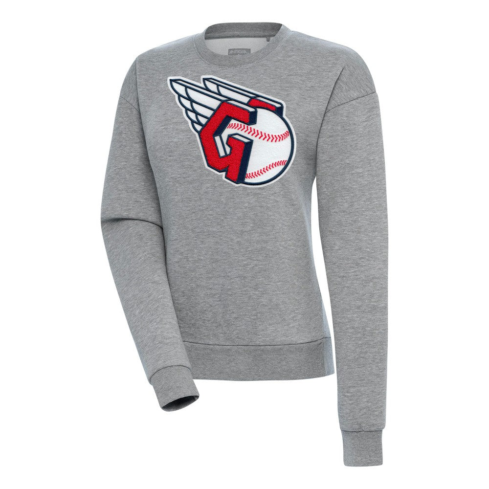 Cleveland Guardians Antigua Women's Victory Chenille Pullover Sweatshirt Heather Gray