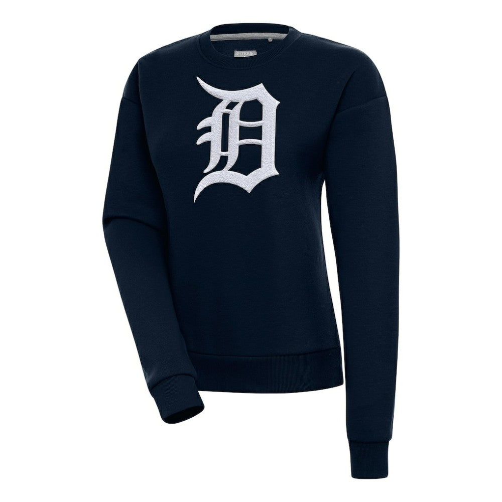Detroit Tigers Antigua Women's Victory Chenille Pullover Sweatshirt Navy