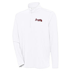 Atlanta Braves Antigua Hunk Quarter-Zip Pullover Top White