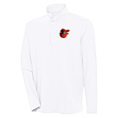 Baltimore Orioles Antigua Hunk Quarter-Zip Pullover Top White