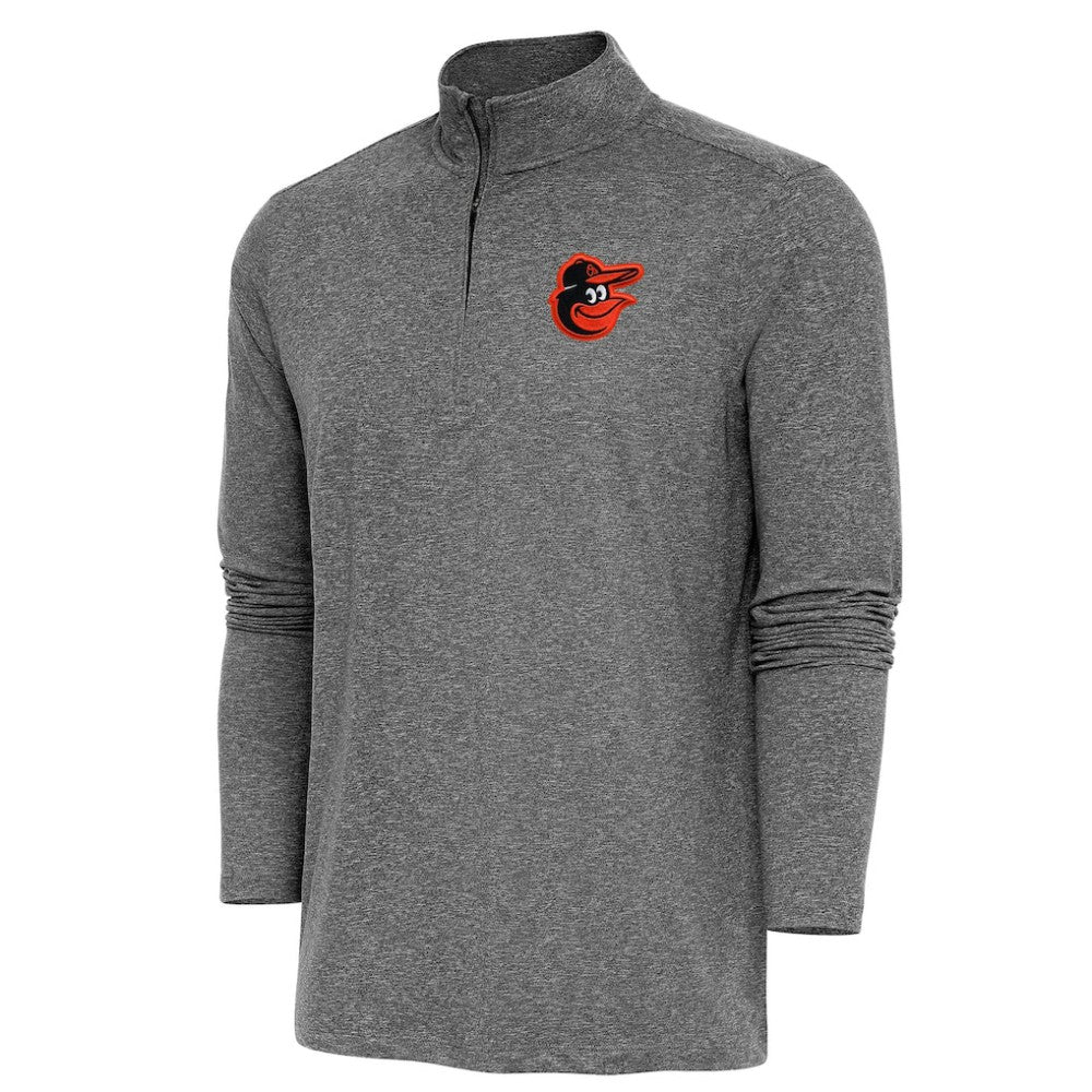 Baltimore Orioles Antigua Hunk Quarter-Zip Pullover Top Heather Black