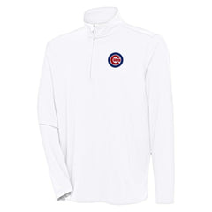 Chicago Cubs Antigua Hunk Quarter-Zip Pullover Top White