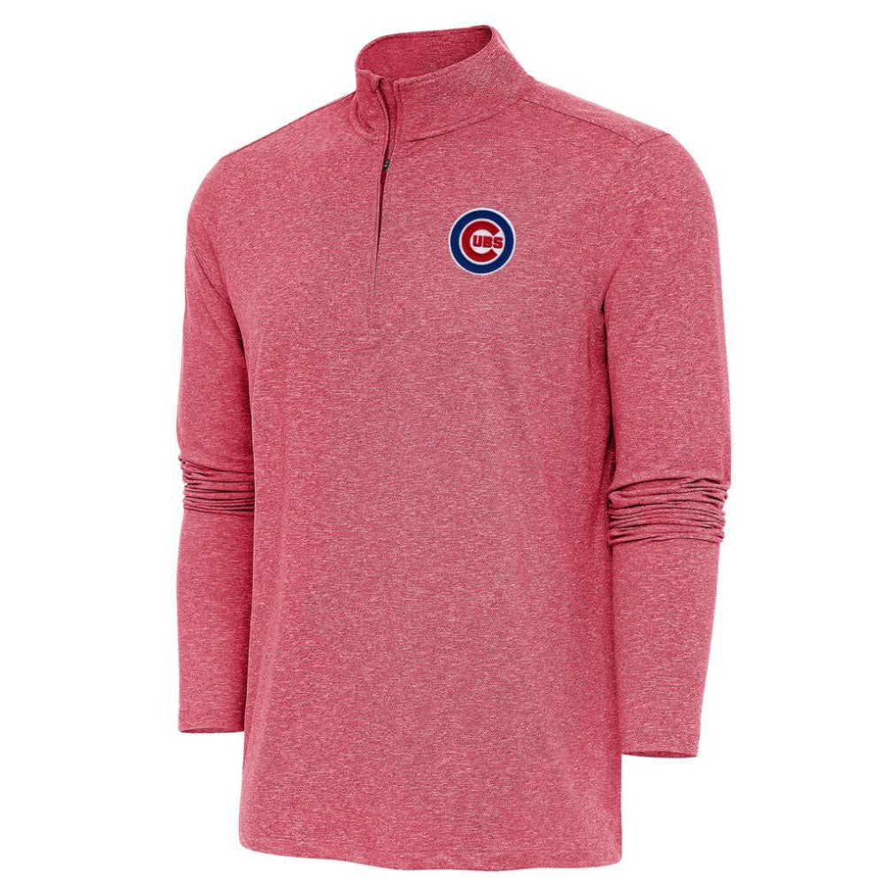 Chicago Cubs Antigua Hunk Quarter-Zip Pullover Top Heather Red