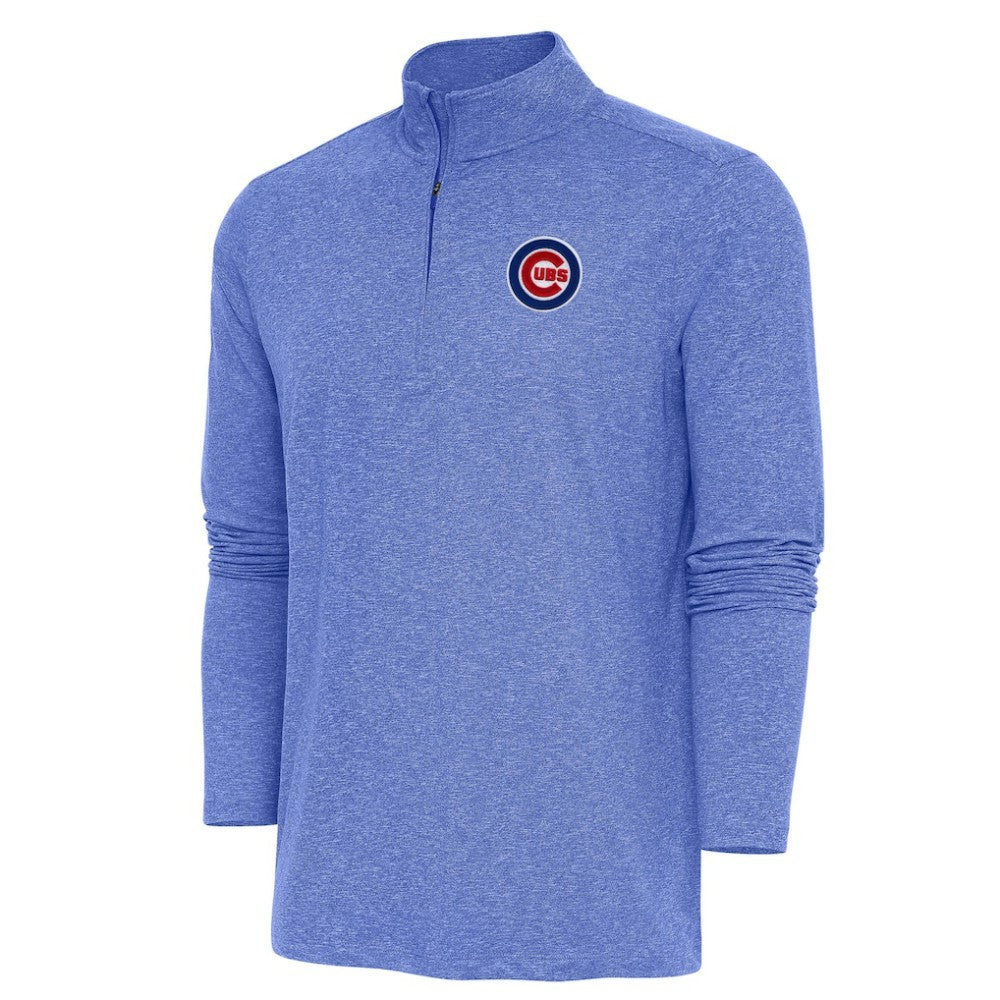 Chicago Cubs Antigua Hunk Quarter-Zip Pullover Top Heather Royal