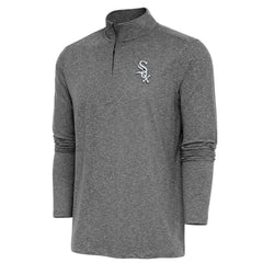 Chicago White Sox Antigua Hunk Quarter-Zip Pullover Top Heather Black