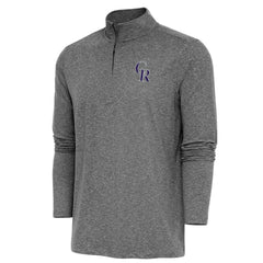 Colorado Rockies Antigua Hunk Quarter-Zip Pullover Top Heather Black