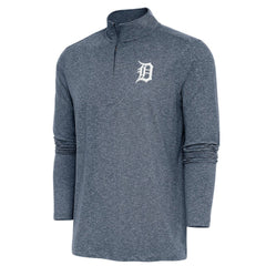 Detroit Tigers Antigua Hunk Quarter-Zip Pullover Top Heather Navy