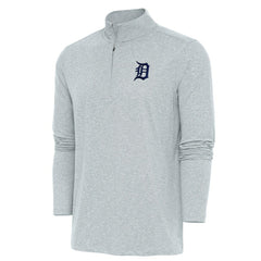 Detroit Tigers Antigua Hunk Quarter-Zip Pullover Top Heather Gray