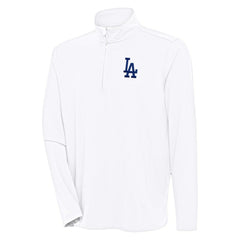 Los Angeles Dodgers Antigua Hunk Quarter-Zip Pullover Top White
