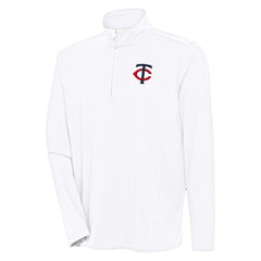Minnesota Twins Antigua Hunk Quarter-Zip Pullover Top White