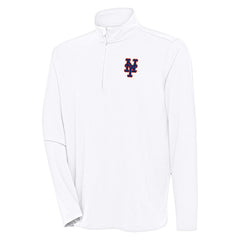 New York Mets Antigua Hunk Quarter-Zip Pullover Top White