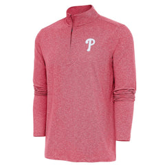 Philadelphia Phillies Antigua Hunk Quarter-Zip Pullover Top Heather Red
