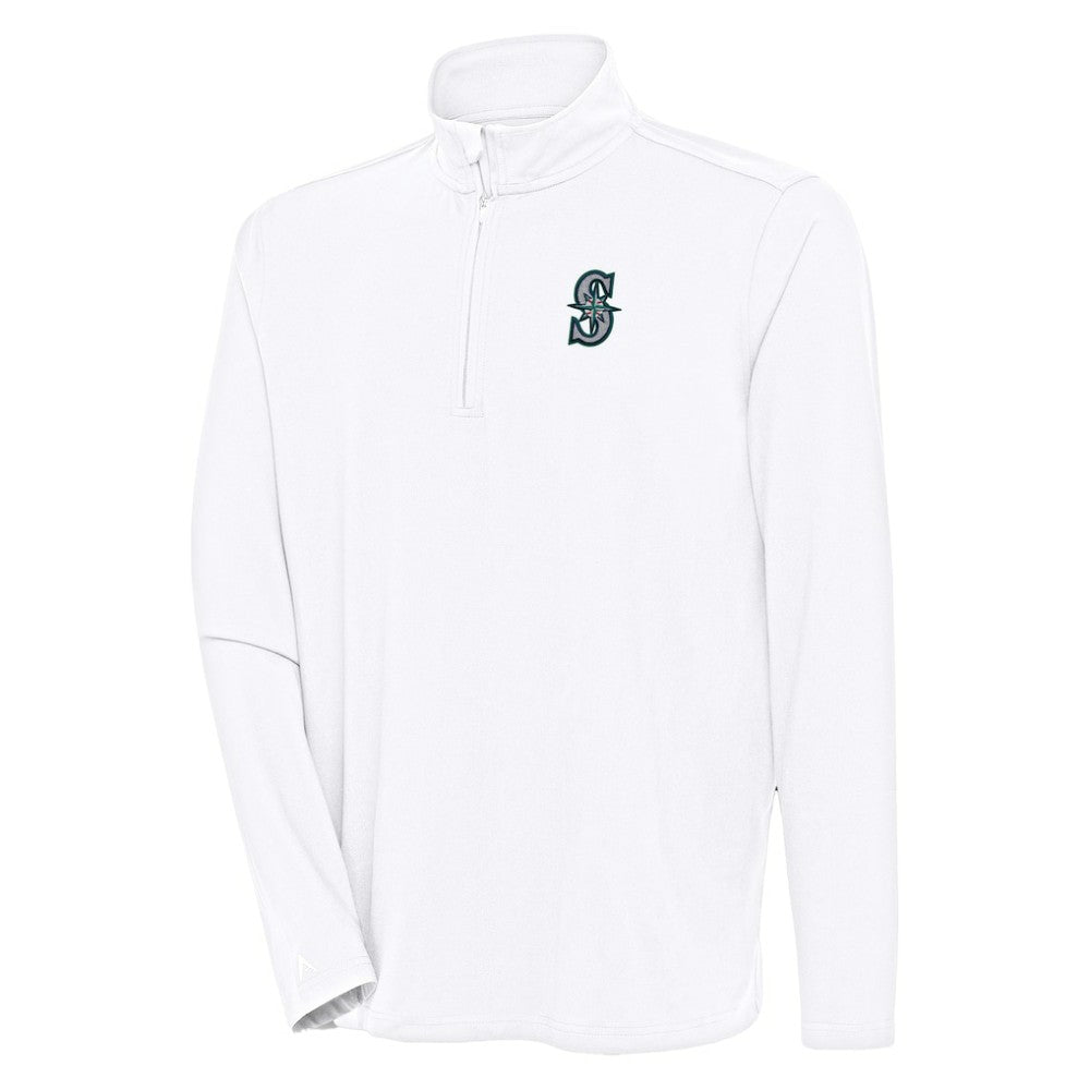 Seattle Mariners Antigua Hunk Quarter-Zip Pullover Top White