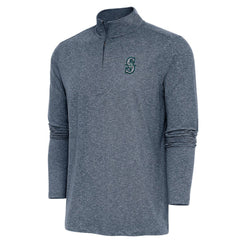 Seattle Mariners Antigua Hunk Quarter-Zip Pullover Top Heather Navy