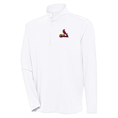 St. Louis Cardinals Antigua Hunk Quarter-Zip Pullover Top White