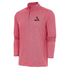 St. Louis Cardinals Antigua Hunk Quarter-Zip Pullover Top Heather Red