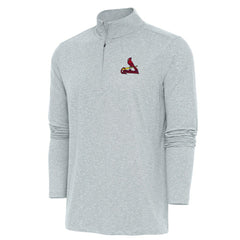 St. Louis Cardinals Antigua Hunk Quarter-Zip Pullover Top Heather Gray