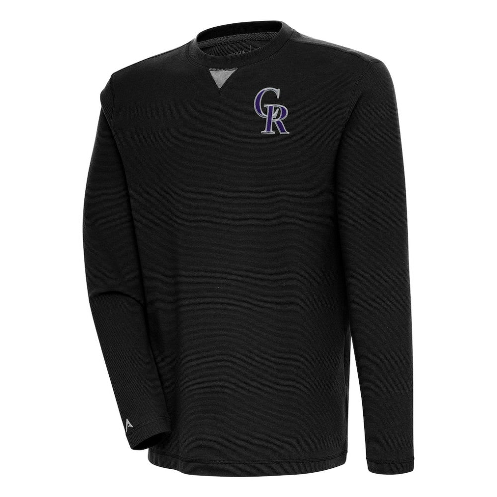 Colorado Rockies Antigua Flier Bunker Pullover Sweatshirt Black