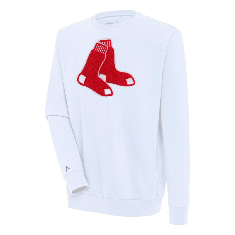Boston Red Sox Antigua Victory Crewneck Chenille Pullover Sweatshirt White