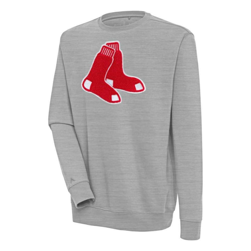 Boston Red Sox Antigua Victory Crewneck Chenille Pullover Sweatshirt Heather Gray