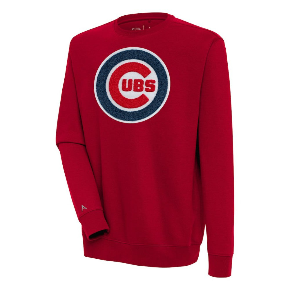 Chicago Cubs Antigua Victory Crewneck Chenille Pullover Sweatshirt Red