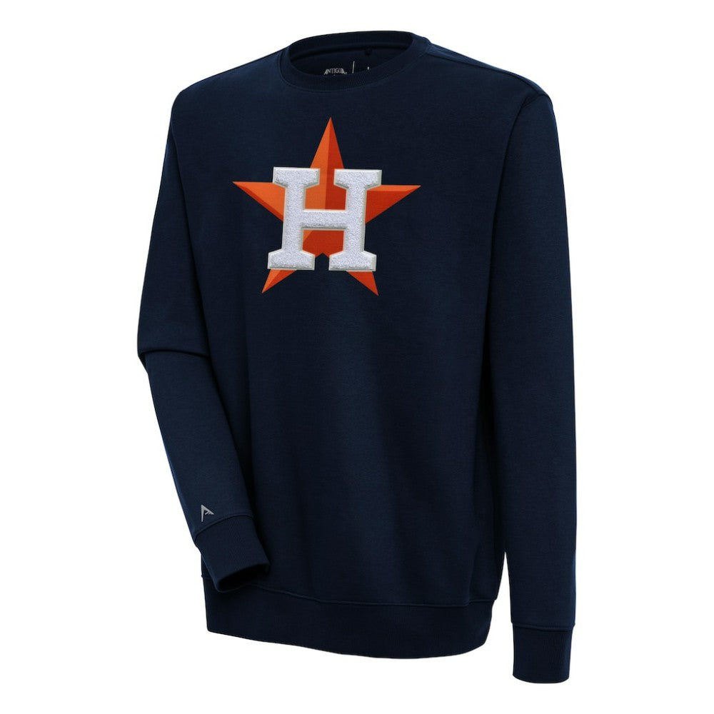 Houston Astros Antigua Victory Crewneck Chenille Pullover Sweatshirt Navy