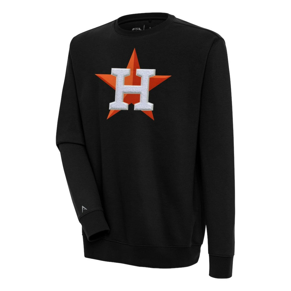 Houston Astros Antigua Victory Crewneck Chenille Pullover Sweatshirt Black