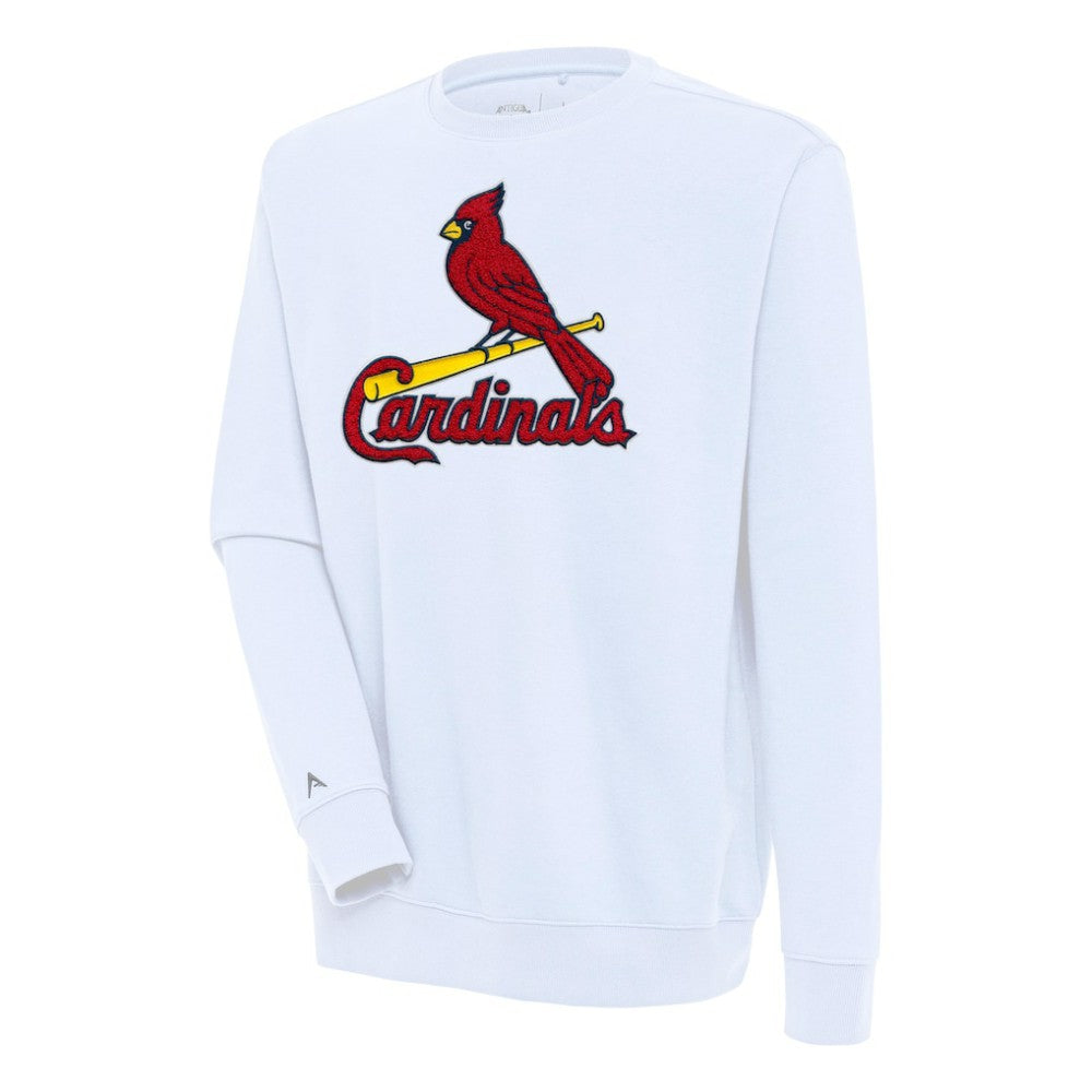 St. Louis Cardinals Antigua Victory Crewneck Chenille Pullover Sweatshirt White