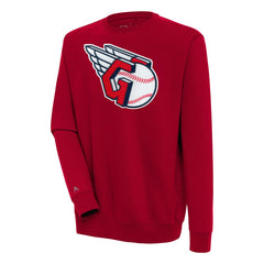 Cleveland Guardians Antigua Victory Crewneck Chenille Pullover Sweatshirt Red