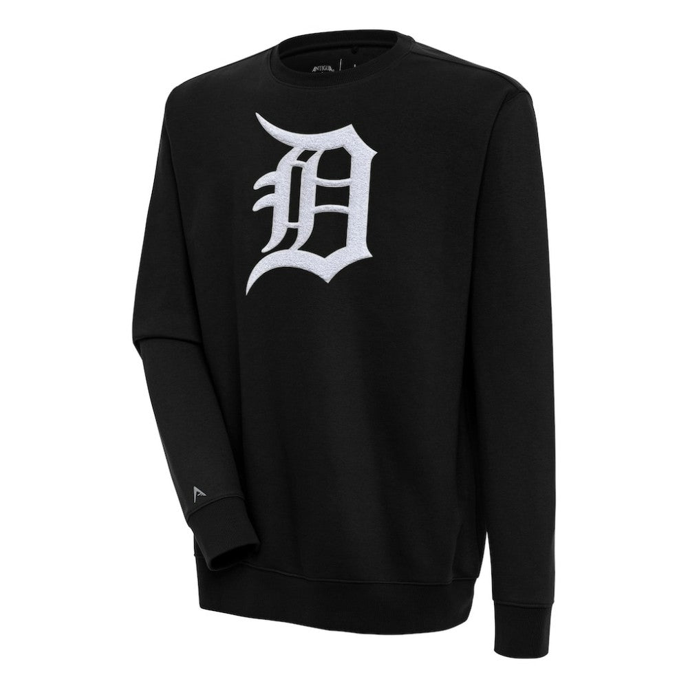 Detroit Tigers Antigua Victory Crewneck Chenille Pullover Sweatshirt Black