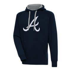 Atlanta Braves Antigua Victory Chenille Pullover Hoodie Navy