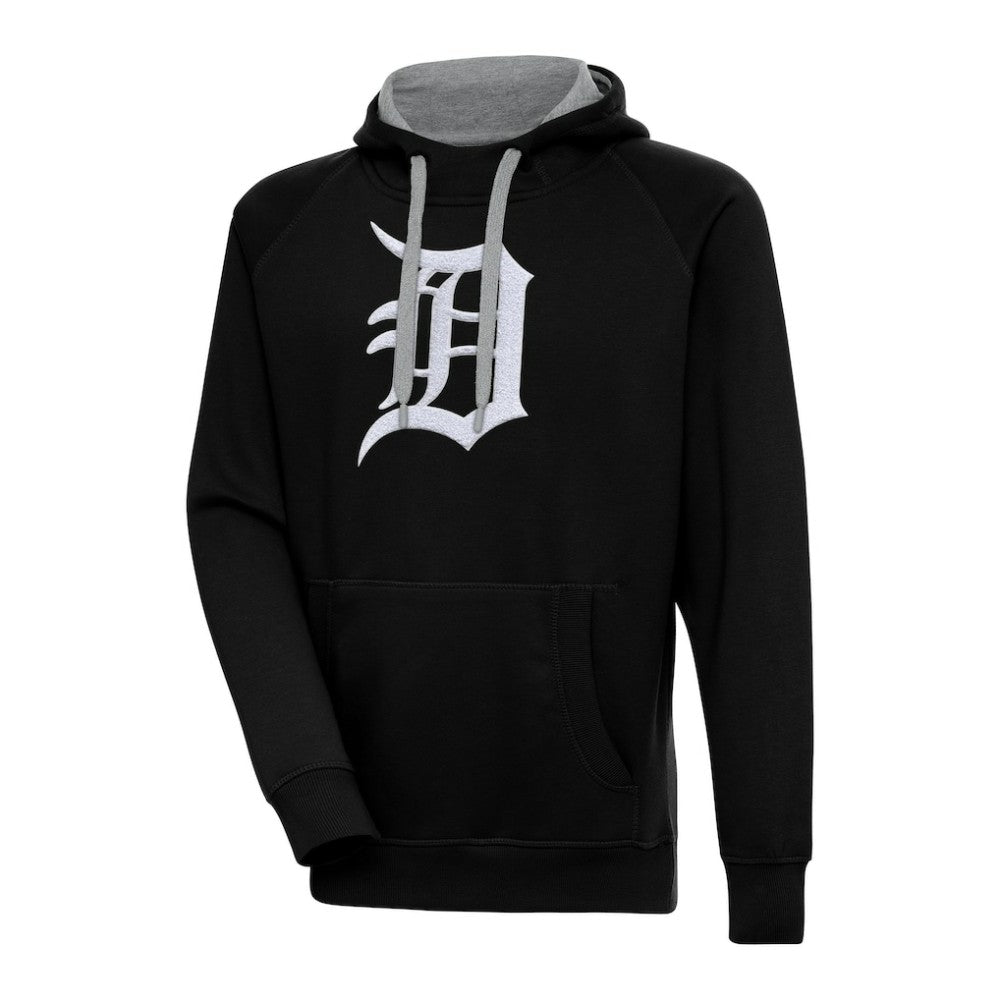 Detroit Tigers Antigua Victory Chenille Pullover Hoodie Black