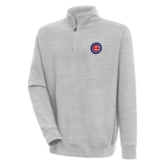 Chicago Cubs Antigua Victory Quarter-Zip Pullover Top Heather Gray