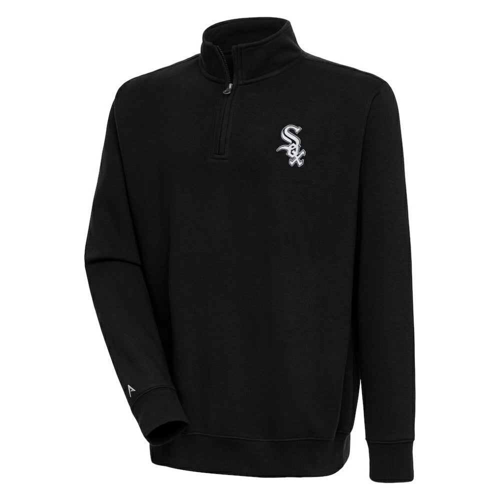 Chicago White Sox Antigua Victory Quarter-Zip Pullover Top Black