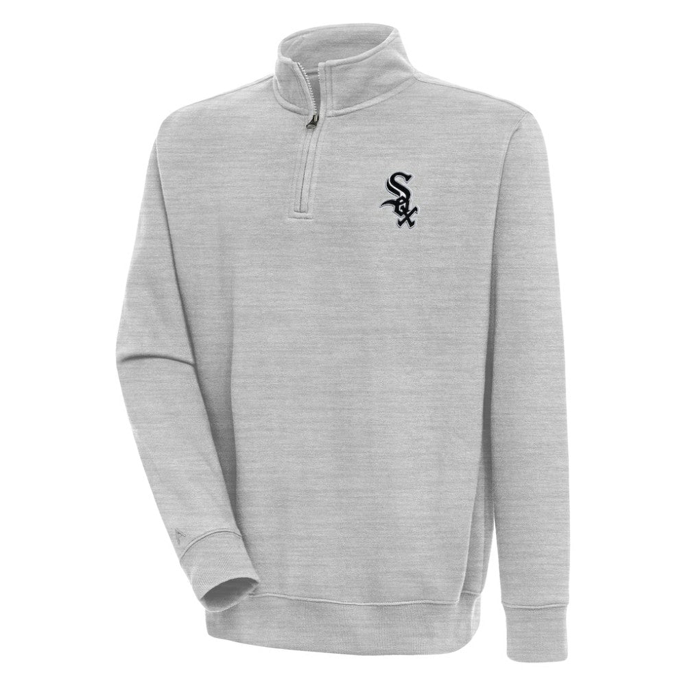 Chicago White Sox Antigua Victory Quarter-Zip Pullover Top Heather Gray