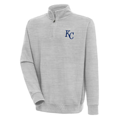 Kansas City Royals Antigua Victory Quarter-Zip Pullover Top Heather Gray