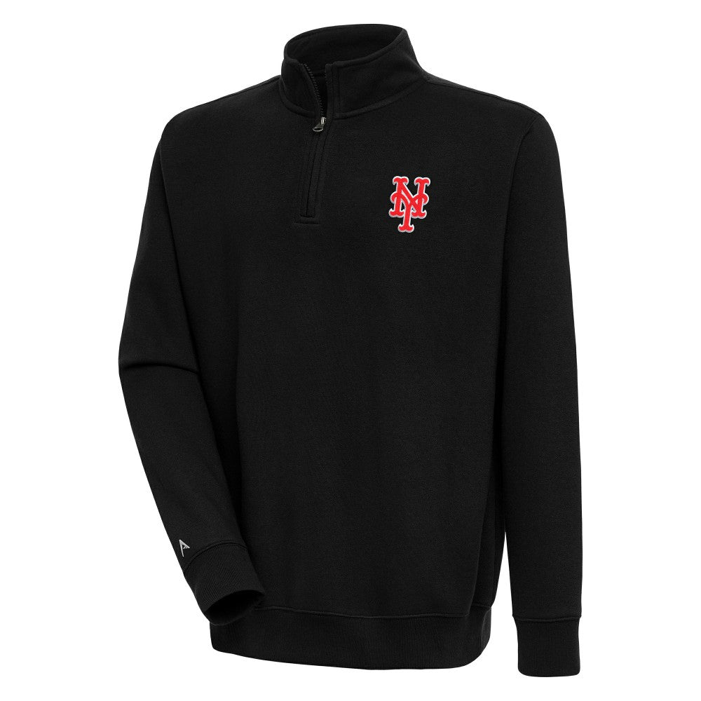 New York Mets Antigua Victory Quarter-Zip Pullover Top Black