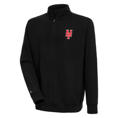 New York Mets Antigua Victory Quarter-Zip Pullover Top Black