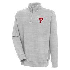 Philadelphia Phillies Antigua Victory Quarter-Zip Pullover Top Heather Gray