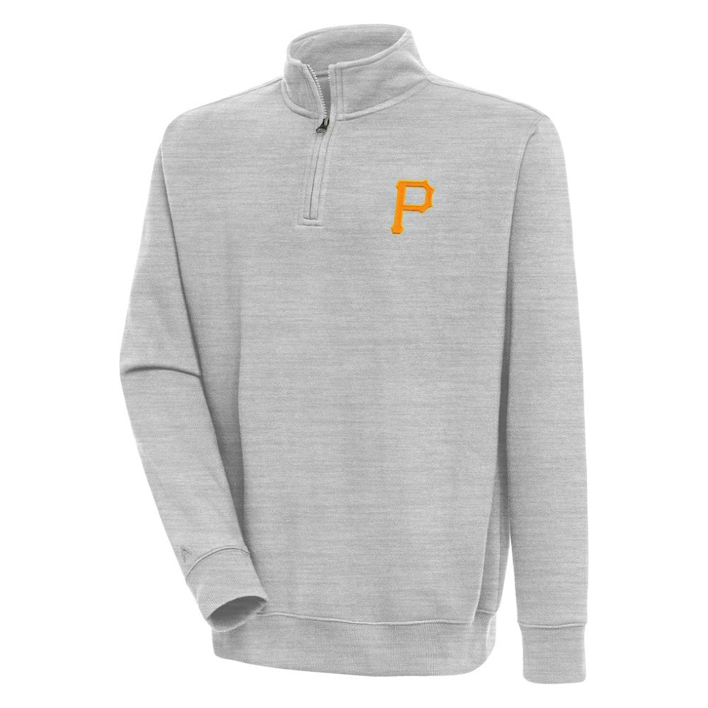 Pittsburgh Pirates Antigua Victory Quarter-Zip Pullover Top Heather Gray
