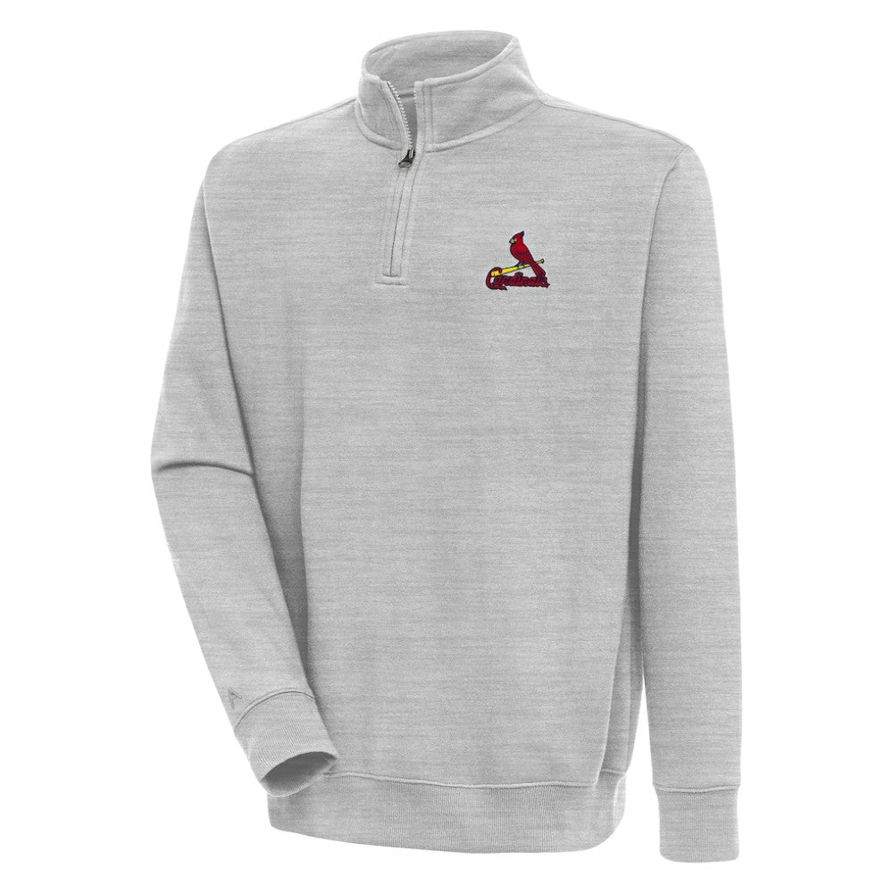 St. Louis Cardinals Antigua Victory Quarter-Zip Pullover Top Heather Gray