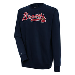 Atlanta Braves Antigua Victory Pullover Sweatshirt Navy