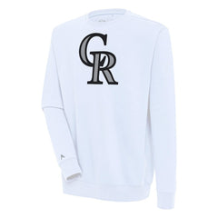 Colorado Rockies Antigua Victory Pullover Sweatshirt White