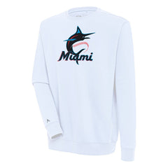 Miami Marlins Antigua Victory Pullover Sweatshirt White