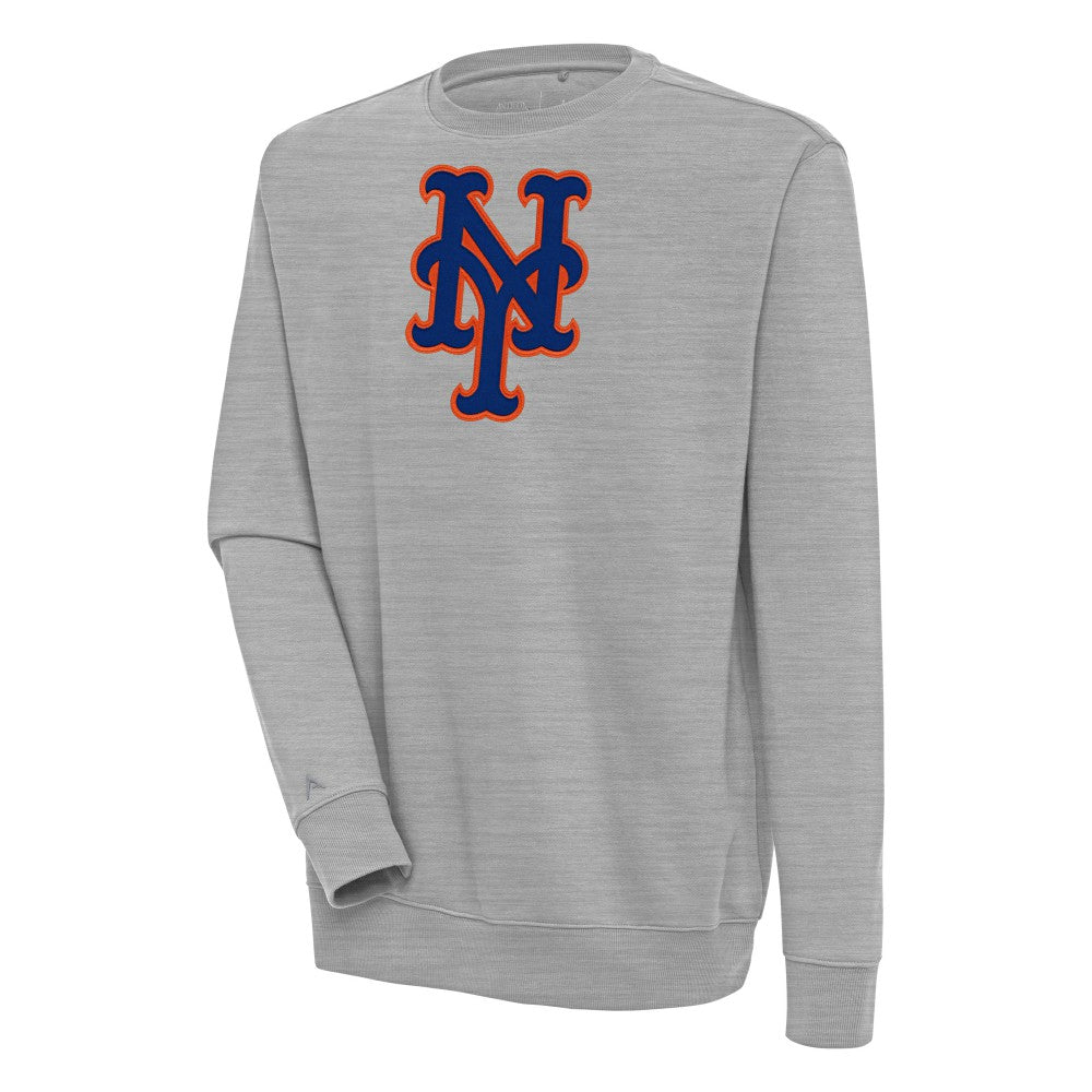 New York Mets Antigua Victory Pullover Sweatshirt Heather Gray