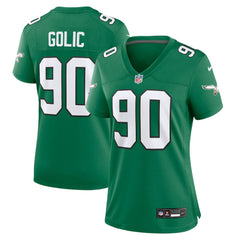 Mike Golic Philadelphia Eagles Women's Alternate Game Jersey - Kelly Green