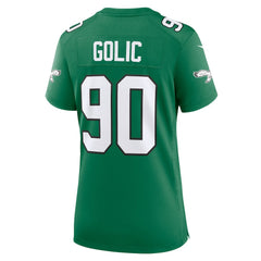 Mike Golic Philadelphia Eagles Women's Alternate Game Jersey - Kelly Green